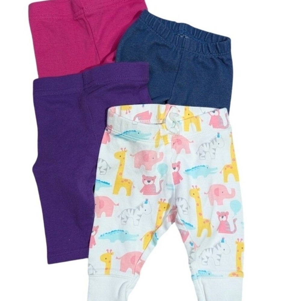 Gymboree Gerber Garanimals Leggings Pink Purple Denim Zoo Print - 0-3 Months